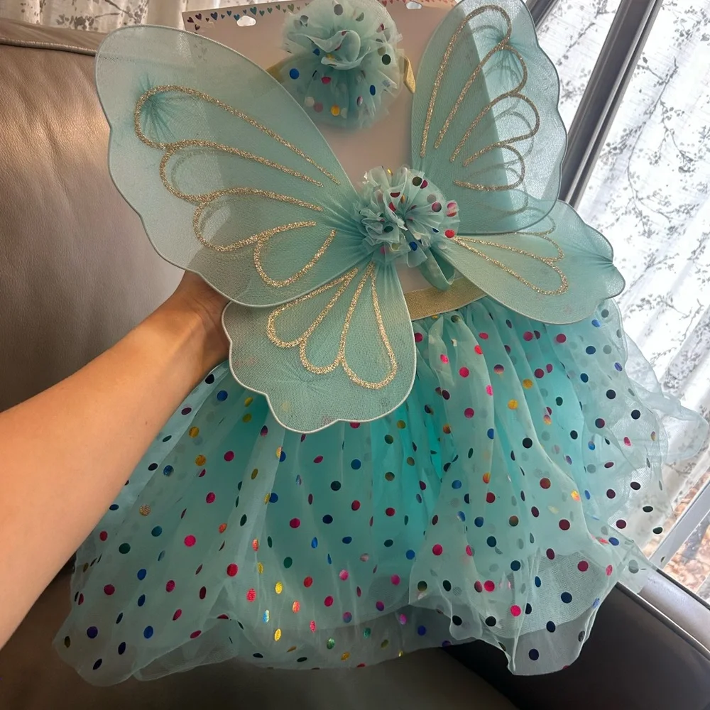 Claire's Club Blue Butterfly Colorful Polkadots Dress Up Set - 3 Pack